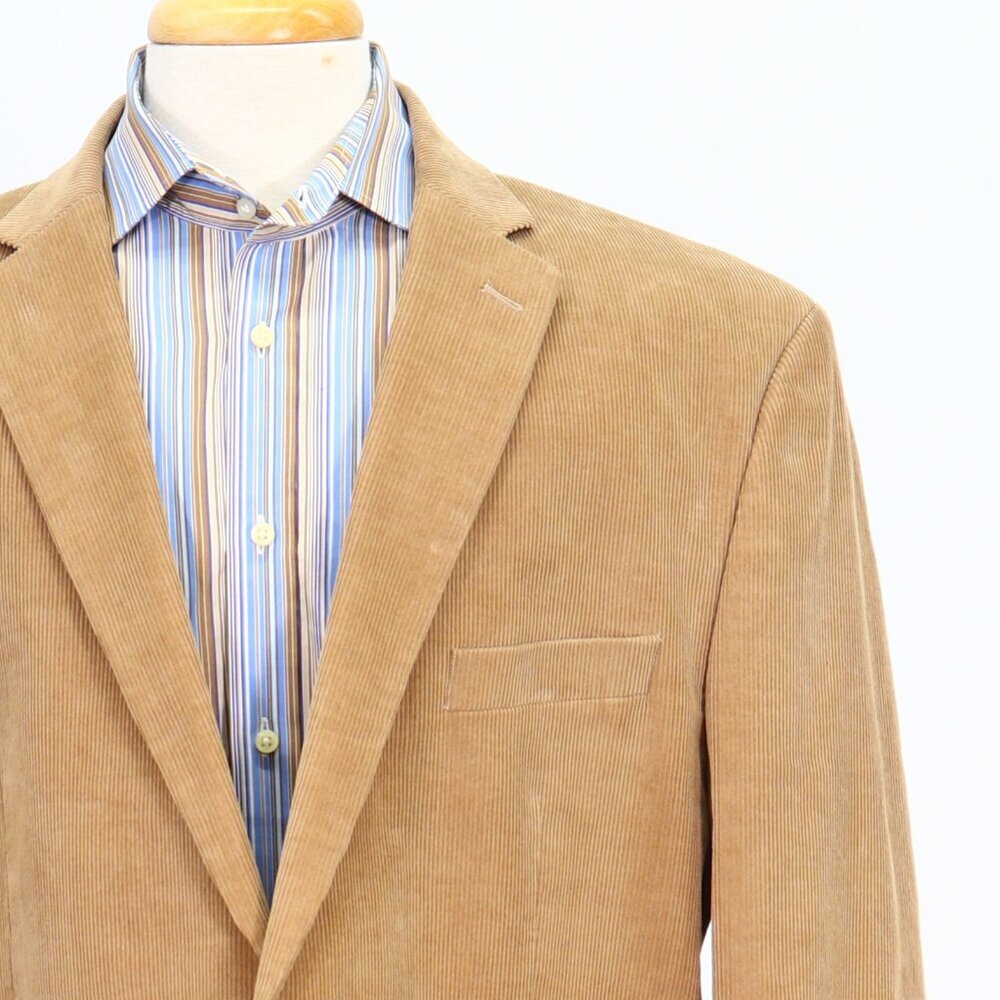 Chaps 44R Beige Solid 2-Button Sport Coat Blazer Jacket W018 - Picture 5 of 10